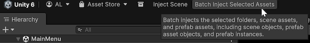 Saneject batch injection main toolbar
