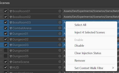 Saneject Batch Injector window context menus