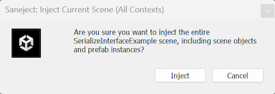 Saneject inject confirmation dialog