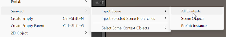 Saneject injection context menus