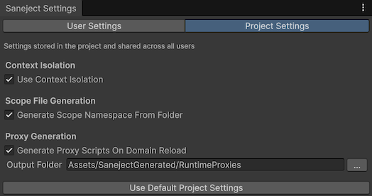 Project settings