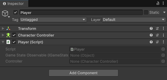Player component in Inspector
